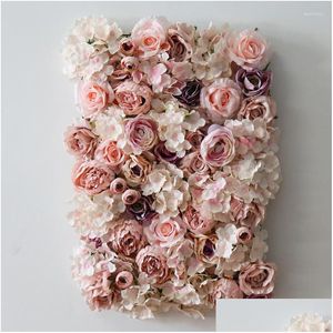 Flores decorativas grinaldas flores decorativas 3d flor artificial festa de parede casa loja po decoração tapete de seda rosa painéis para pano de fundo dh65v