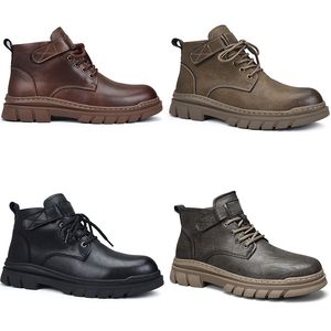 2024 Unbranded martin boots men casual shoes red brown black black dark gray block-heel leather mens trainers outdoor sports sneakers