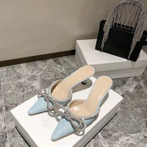 2021 Moda Kadınlar Sandal Toe Sequins Tasarımcı Ayakkabı Diamond Bow Mach Kadın Balo Elbisesi 6 0cm Yüksek Topuklu Düğün Ayakkabıları İyi Kalite203b