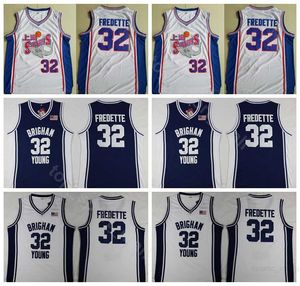 Shanghai Sharks Jimmer Fredette Jerseys 32 College Basketball Brigham Young Cougars Jerseys Team Color Navy Blue White University Breathable