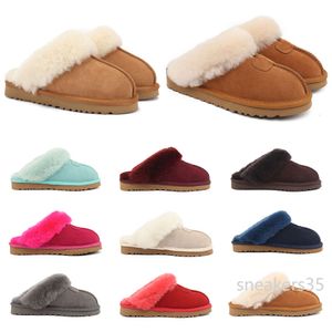 designer stövlar tasman tofflor kastanj päls glider fårskinn shearling tazz mules ugh kvinnor män ultra mini plattform skor mocka komfort höst vinterstorlek 35-43