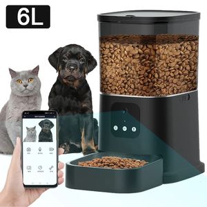Dog Bowls Feeders 6L Cat Feeder Video Camera Smart Timing Pet For Cats WiFi APP Intelligent Dry Autom Food Dispenser With Voice Recorde 231031