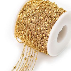 Catene Rolo con cavo a sfera in rilievo in acciaio inossidabile da 2 m Catena in oro con placcatura in massa per forniture per la creazione di gioielli Articoli per collane all'ingrosso Creazione di gioielliAccessori per gioielli