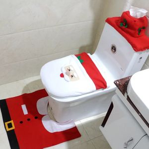 Weihnachtsdekorationen, Weihnachtsdekorationen, Weihnachtsmann, WC-Sitzbezug und Teppich-Set, Badezimmer-Set 231031