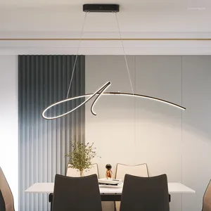 Pendellampor moderna LED -lampor för matsal kök levande bar enkel design ljuskrona personlighet guld/svart hängande lampa