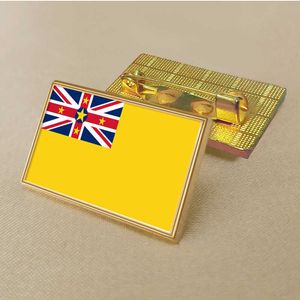 Party Niue Flag Pin 2,5*1,5 cm zink gjuten PVC färgbelagd guld rektangulär medaljongemblem utan tillsatt harts