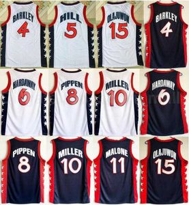 1996 ABD Rüya Takımı Basketbol Hakeem Olajuwon Formaları Penny Hardaway Charles Barkley Reggie Miller Scottie Pippen Grant Hill Karl Malone