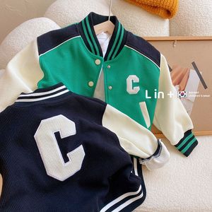 Jacken Herbst Frühling Grün Schwarz Baseball Jacke Mantel Große Kinder Teenager Mädchen Oberbekleidung Jungen Strickjacke 4 bis 12 Kinder Outwear Mäntel 230331