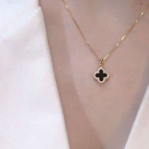 Fashion New Van clover necklace designer four-leaf clover titanium steel women's necklace new fashion double-sided pendant senior sense sweater chain