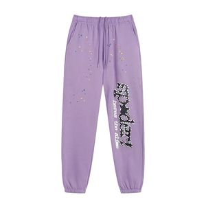 デザイナーパンツY2KメンズパンツSP5DER YOUNG THUG 5555555 MENS WOMEN PANTS高品質のフォームプリントスパイダーWebグラフィックピンクスウェットパンツY2K S-XL