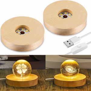 Night Lights Wooden Led Lamp Base Acrylic Accessories USB Interface Button Switch Yellow Light White Light 3D Night Light Holder Rectangle P230331
