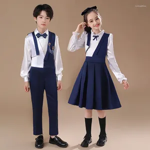 Conjuntos de roupas Roupas para apresentação de coral infantil: vestido estilo inglês para alunos do ensino fundamental e médio, recitação de meninos e meninas