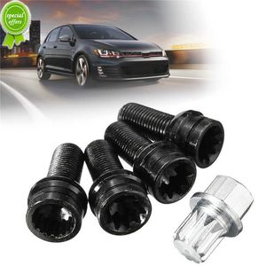 NY 1 SET M14*1,5 mm stöldstölhjul Skruv Bult Key Lock Lug Nut Set 8D0601139F för VW/Golf för Jetta/Beetle/Passat/Audi