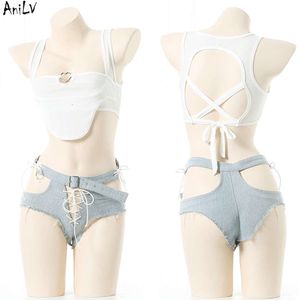 Ani Summer Beach Hot Girl Ripped Denim Shorts Stroje Kobiet Festiwal Muzyki Party Unifrom Costumes Cosplay 2022 Nowy cosplay