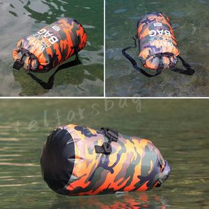 Dry Storage Bag Outdoor Camouflage Floating Waterproof Top Compression Easy Carry Large Capacity 2L-30L Unisex Drifting Boating Kayaking Beache Bags