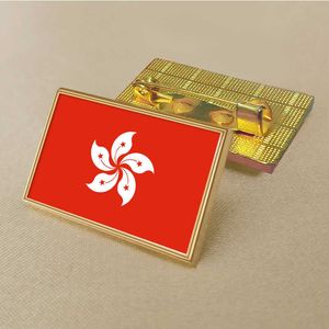 Party Hong Kong Regione amministrativa speciale della Cina Spilla bandiera 2,5 * 1,5 cm Distintivo medaglione rettangolare in lega di zinco pressofuso in PVC rivestito in oro senza aggiunta di resina