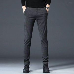 Abiti da uomo 2023 Autunno Inverno Uomo Pantaloni eleganti Pantaloni classici da lavoro casual Pantaloni dritti scozzesi Tuta ampia Pantalon a vita alta