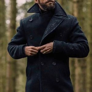 Trench da uomo 2023 Giacca invernale Abbigliamento Cappotto britannico di media lunghezza a maniche lunghe in misto lana Mantello in pile Cappotto maschile 39