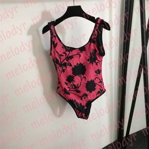 Flower Print Women Swimwear Designer Letter Backless Swimsuit Summer Outdoor Pad Sling One Piece Biquinis