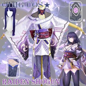 Fantasia de anime genshin impacto raiden shogun cosplay vem jacquard tecido uniforme peruca anime estilo chinês halloween vem para mulheres gamel231101