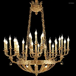 Ljuskronor Dingfan French Style Full Copper Chandelier Luxury Lost Wax Craft Home Hall El Villa Dekorativ lampa