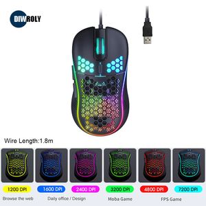 Fareler usb kablolu fare 7200dpi Ayarlanabilir 6 düğme Optik Profesyonel Gamer Office Fare Bilgisayar Aksesuarları PC Dizüstü Bilgisayar için Fareler 231101