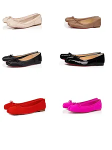 Abendschuhe Designer Ballettschuh Frühling Herbst Schaffell Schleife Mode Flacher Bootsschuh Damenleder Lazy Dance Loafers Damenschuhe Große Größe 34-43 Mit Box Ledersohle