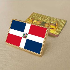 Parti Dominik Cumhuriyeti Bayrak Pin 2.5*1.5cm çinko döküm PVC renk kaplamalı altın dikdörtgen dikdörtgen madalyon reçeti olmadan reçine olmadan