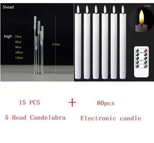 Ljushållare 15 st 5 huvud Candelabra 80st Elektroniskt bröllopsdekoration Centerpiece Clear Holder Acrylic Candlest