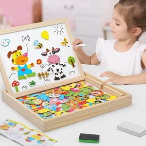 Zeichnung Malerei Lieferungen Holz Multifunktions Kinder Tier Puzzle Schreiben Magnetischen Reißbrett Tafel Lernen Bildung Spielzeug Für Kinder 231031