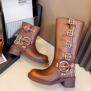 Designer Boots Woman Luxury Leather Brand Ankle Boots High-Heeled Autumn and Winter With Top Quality Party Brand Fashion New Boots High Western Boots Storlek 35-41