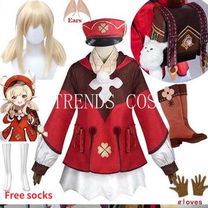 Cosplay Genshin Impact Klee Costume Cosplay Zaino Dodoco Parrucca Klee Abiti per bambini Abito Zaino Scarpe Stivali Carnevale di Halloween Comic 230331