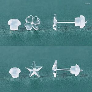 Saplama küpeleri 10 çift hipoalerjenik görünmez reçine küpe şeffaf kalp yıldız plastik pimler kulak piercing kıkırdak