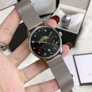 2020New Fashion Mens Women's Watches 36mm G-Timeless Watch Quartz Movement Moonphase rostfritt stål läder män armbandsur263z