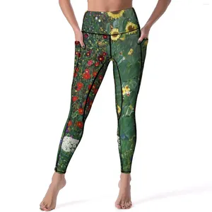 Damen Leggings Gustav Klimt Art Farm Garden Workout Yoga Hose Push Up Elegante Leggins Stretch Muster Sport Legging Große Größe