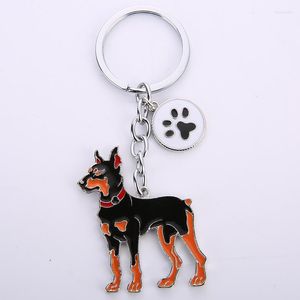 Portachiavi Dobermann Cane Ciondolo Portachiavi Per Uomo Donna Borsa Charms Portachiavi per auto Anello Titolare Gioielli Regalo Animale adorabile Commercio all'ingrosso