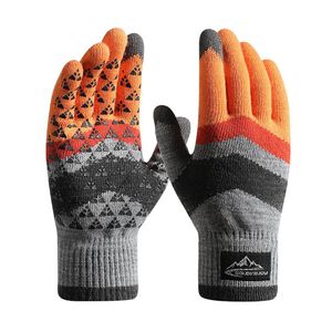 Fünf-Finger-Handschuhe Winter Warm Strick Männer Frauen Mode Fleece Radfahren Persönlichkeit Winddicht Dreieckig Rutschfest Touchscreen Wolle 231101