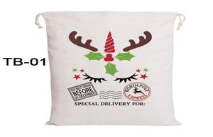 Nyaste julen Santa Sack DrawString Bag 4 Styles Canvas Candy Bags for Kids Gifts8703123
