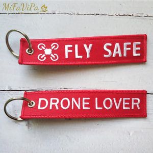 Keychains PCS Pilot broderi Safe Keychain Fashion Trinket Red Drone Lover Key Chain for Aviation Christmas Gift KeychainKainKains