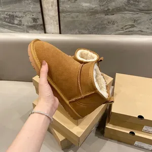 Uggit Bota de altura de plataforma feminina clássica ultra mini bota quente de pele australiana botas de neve designer Tasman Tazz botas de pelúcia chinelos casuais camurça inverno pele de carneiro 65