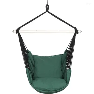 Camp Furniture Hammock Chair Hanging Rope Swing Steel Spreader Bar med antislipringar - för alla inomhus- eller utomhusutrymmen (Green)