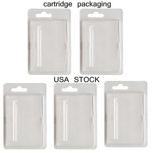 EUA Estoque 0.8ml 1.0ml Vape Cartridge Package Clear Plastic Clamshell Cart Embalagem 116X75mm Tamanho Clam Shell Box Personalizar Cartão Disponível