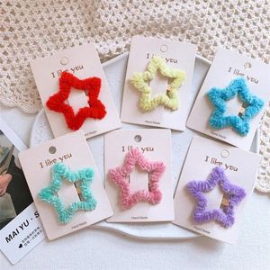 Hair Accessories Korea Style Children Clips Autumn Winter Plush Large Chroma Five-pointed Star Pins For Girl Fashion