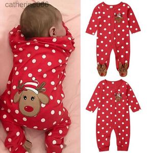 Salti di natale per bambini abbreviazione di abbigliamento da ragazza a maniche lunghe con una manica lunga un pezzo di Natale Romper per bambini in salto neonato outfitsl231101