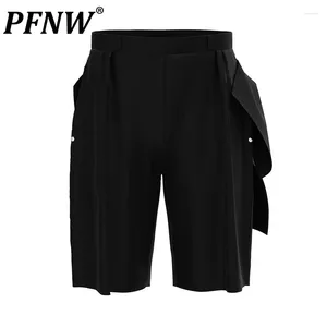 Mäns shorts pfnw sommaren löstagbar band baggy mörkkläder tidvatten amerikansk streetwear cool stilig fast färg korta byxor 12a9445