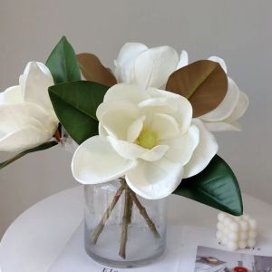 Fiore di magnolia bianco di alta qualità, tocco reale, fiori artificiali, bouquet da sposa, decorazioni per la casa, decorazioni per la casa, paesaggistica