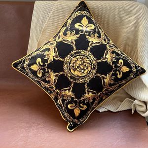Pillow DUNXDECO French Luxury Black Yellow Lion Print Velvet Cover Animal Decorative Case Modern Office Sofa Bed Coussin