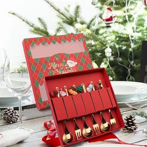 Set di stoviglie Set di forchette e cucchiai di Natale Set di posate di Natale con utensili in confezione regalo riutilizzabili