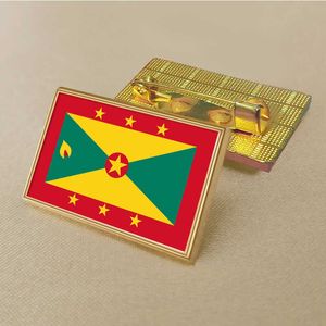 Party Grenada Flag Pin 2.5*1.5cm Zinc Die-cast Pvc Colour Coated Gold Rectangular Medallion Badge Without Added Resin