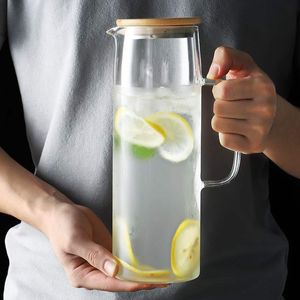 Glas kall vattenkokare bambu täcker rak kropp cool kettle hem juice potten kontor kall vit vattenkokare slips kruka